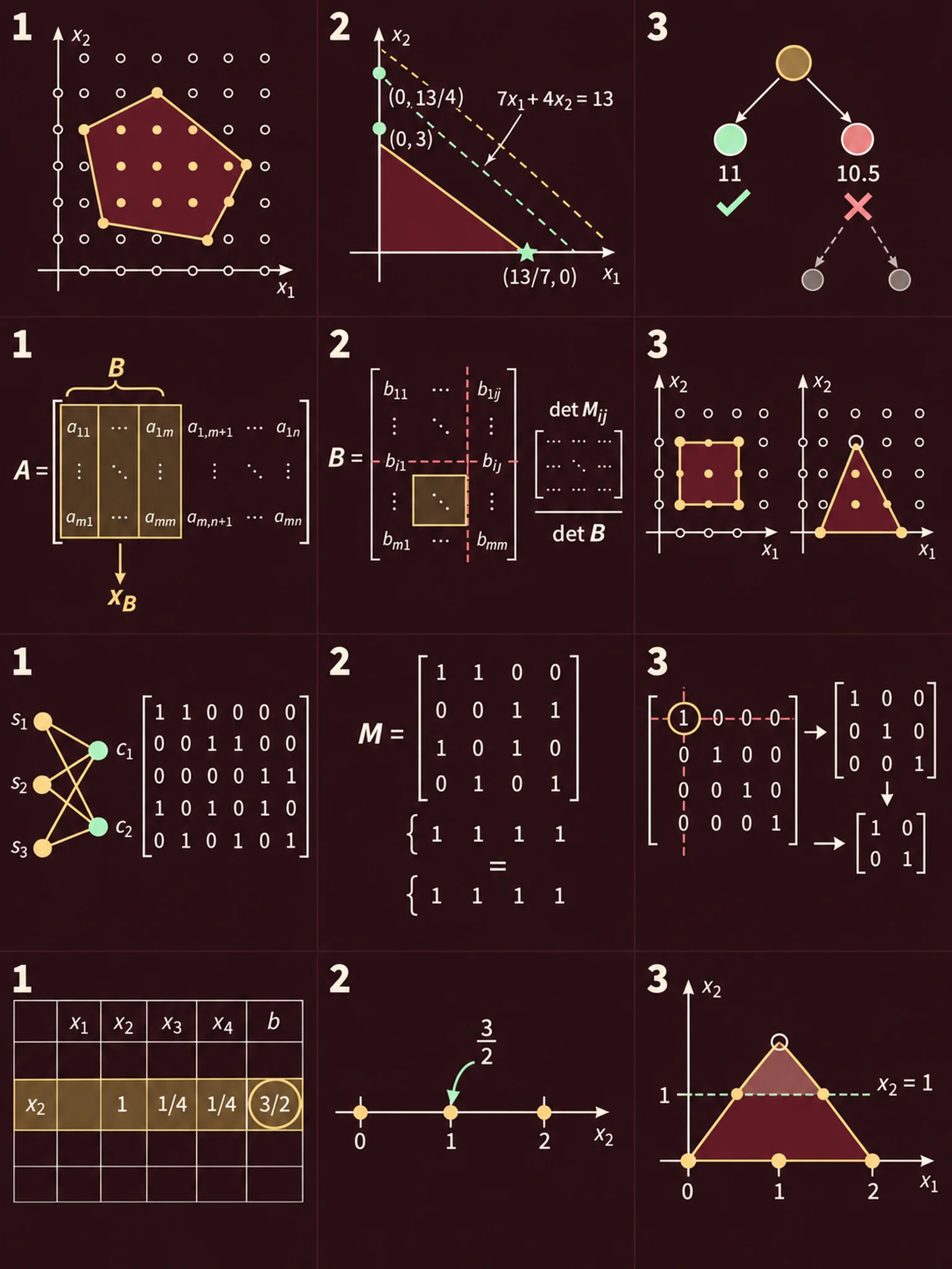 I punti interi stanno nel poliedro. La regione della PLI è X = P ∩ mathbbZⁿ, i punti a coordinate intere di P. Quindi X ⊆ P, e se P è vuoto lo è anche X.